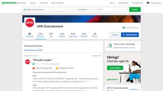 
                            8. AMC Entertainment - This job is a joke.. | Glassdoor