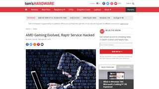 
                            13. AMD Gaming Evolved, Raptr Service Hacked - Tom's Hardware