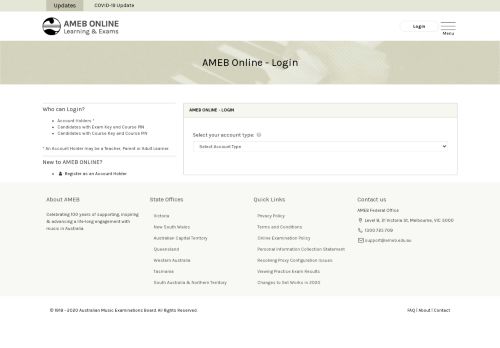 
                            12. AMEB Online - Learning & Exams | AMEB Online - Login