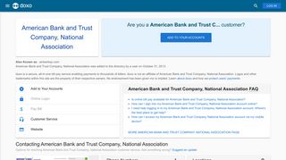 
                            10. American Bank and Trust Company, National Association: ...