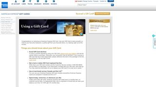 
                            6. American Express – Canada – Gift Cards – Using a Gift Card