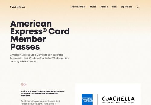 
                            10. American Express Card Member Passes | Coachella