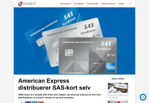
                            9. American Express distribuerer SAS-kort selv • Dinero.no