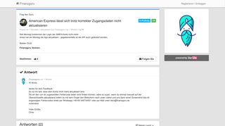 
                            1. American Express lässt sich trotz korrekter Zugangsdaten nicht ...