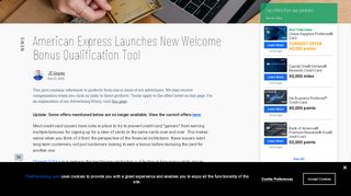 
                            8. American Express Launches Welcome Bonus Qualification Tool