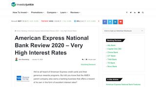 
                            9. American Express National Bank Review 2019 - Investor Junkie