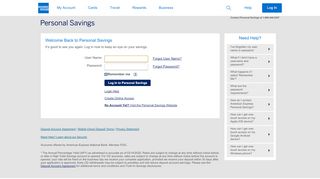 
                            1. American Express National Bank - Welcome Back to Personal Savings