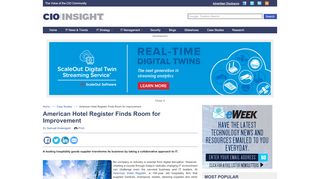 
                            12. American Hotel Register Finds Room for Improvement - CIO Insight