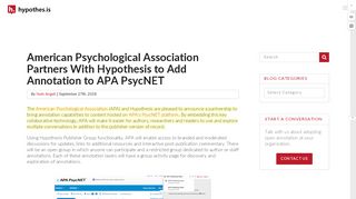 
                            13. American Psychological Association Partners With Hypothesis to Add ...