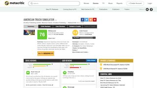 
                            10. American Truck Simulator for PC Reviews - Metacritic