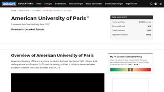 
                            13. American University of Paris - Profile, Rankings and Data | US News ...