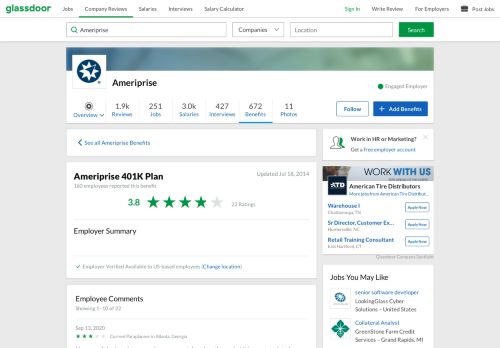 
                            8. Ameriprise Employee Benefit: 401K Plan | Glassdoor