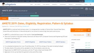 
                            10. AMIETE 2019- Exam Dates, Eligibility, Registration, Exam Pattern