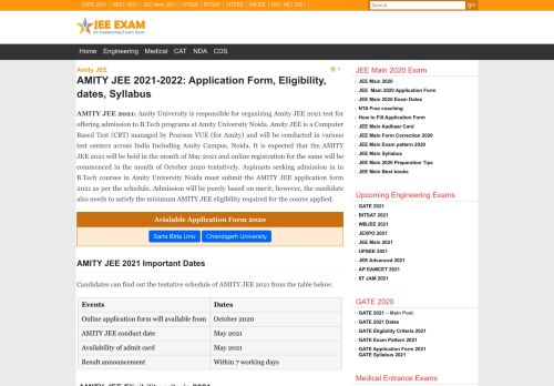 
                            13. AMITY JEE 2019: Application Form, Eligibility, dates, Syllabus
