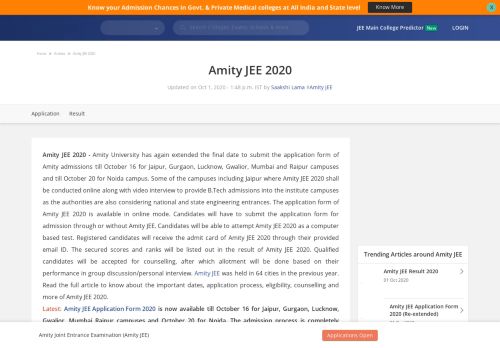 
                            12. Amity JEE 2019 - Dates, Eligibility, Application Form, Admit Card