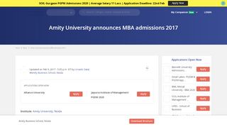 
                            13. Amity University announces MBA admissions 2017 - Bschool