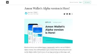 
                            2. Amon Wallet's Alpha version is Here! – Amon Tech – Medium