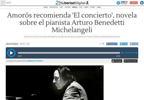 
                            13. Amorós recomienda 'El concierto', novela sobre el pianista Arturo ...