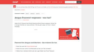 
                            12. Ampya-Passwort vergessen - was tun? - CHIP