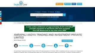 
                            8. Amrapali Aadya Trading And Investment Private Limited - Zauba Corp