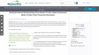 
                            5. AmSouth Internet Banking Now Even Easier To Use; Helps ...