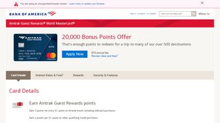 
                            8. Amtrak Guest Rewards® World Mastercard® - Bank of America