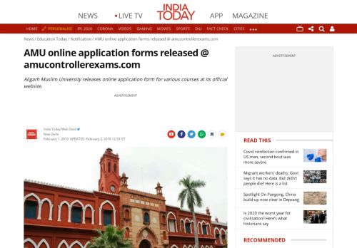
                            11. AMU online application forms released @ amucontrollerexams.com ...