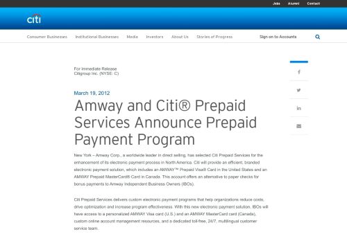 
                            9. Amway and Citi® Prepaid Services Announce Prepaid Payment ...