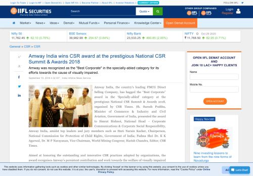 
                            11. Amway India wins CSR award at the prestigious National CSR Summit ...