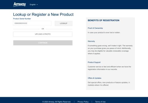 
                            8. Amway Product Registration