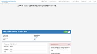 
                            9. AMX NI Series Default Router Login and Password - Clean CSS