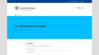 
                            7. An-/Abmeldung TIK-Intranet - (TIK) Stuttgart - Universität Stuttgart