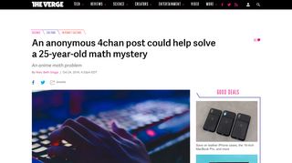 
                            9. An anonymous 4chan post could help solve a 25-year-old math ...
