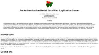 
                            12. An Authentication Model for a Web Application Server