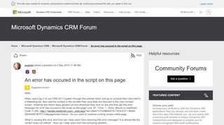 
                            11. An error has occured in the script on this page. - Microsoft Dynamics ...