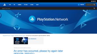 
                            1. An error has occurred, please try again later - PlayStation Network ...