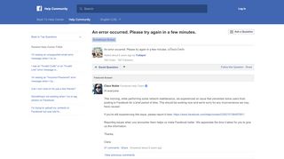 
                            2. An error occurred. Please try again in a few minutes. | Facebook ...