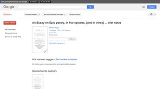 
                            10. An Essay on Epic poetry, in five epistles, [and in verse] ... with notes