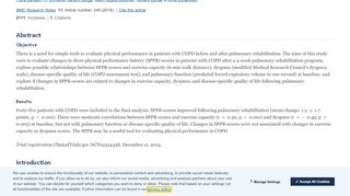 
                            13. An evaluation of the short physical performance battery following ...