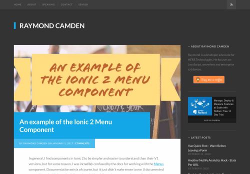 
                            12. An example of the Ionic 2 Menu Component - Raymond Camden