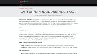 
                            9. An important announcement about Evolve – 2K Support