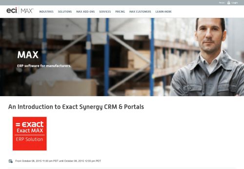 
                            11. An Introduction to Exact Synergy CRM & Portals - MAX ERP