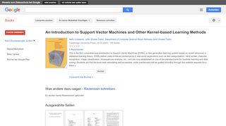 
                            8. An Introduction to Support Vector Machines and Other Kernel-based ... - Google Books-Ergebnisseite