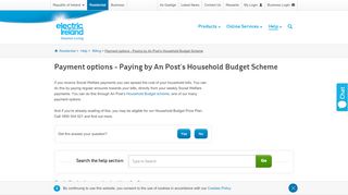 
                            10. An Post household budget scheme – payment options | Electric ...