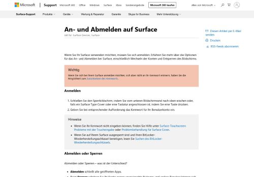 
                            3. An- und Abmelden auf Surface - Microsoft Support