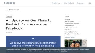 
                            12. An Update on Our Plans to Restrict Data Access on Facebook ...