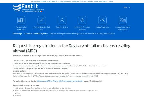 
                            12. Anagrafe degli Italiani Residenti all'Estero - Servizi Consolari Online
