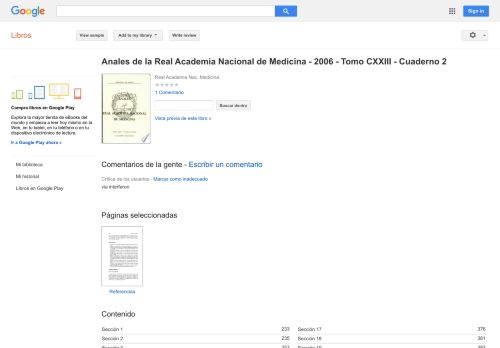 
                            10. Anales de la Real Academia Nacional de Medicina - 2006 - Tomo CXXIII ...