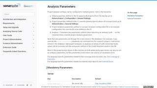 
                            2. Analysis Parameters - SonarQube documentation