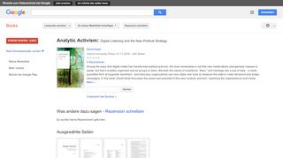 
                            13. Analytic Activism: Digital Listening and the New Political Strategy - Google Books-Ergebnisseite